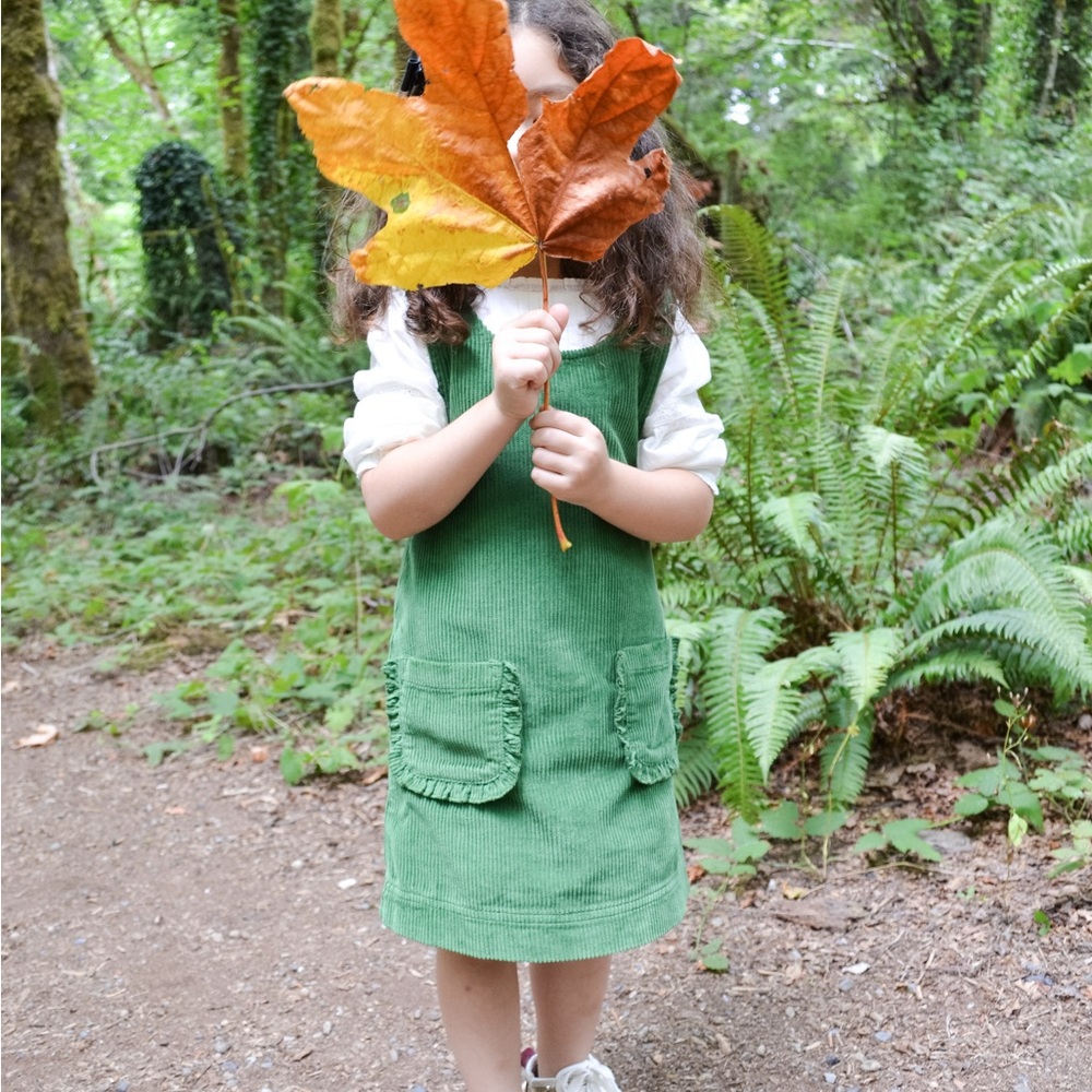 Mini Boden Green Dress with Floral Trim